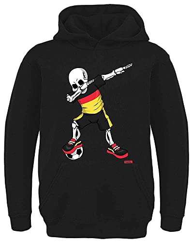 HARIZ Deutschland Hoodie Kinder Trikot Fussball Dab Skelett Kinder Trikot 2022 Schwarz 128 von HARIZ