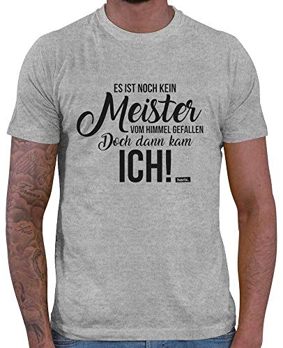 HARIZ - Geschenke für Meister - Es Ist Noch Kein Meister Vom Himmel Gefallen - Geschenk zur meisterprüfung - Meister Tshirt Herren Grau Meliert XL von HARIZ