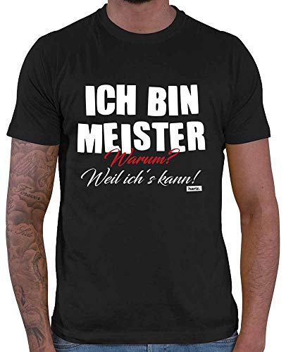 HARIZ - Geschenke für Meister - Ich Bin Meister Warum Weil Ichs Kann - ich Bin Meister Tshirt - Meister Tshirt Herren Schwarz XL von HARIZ