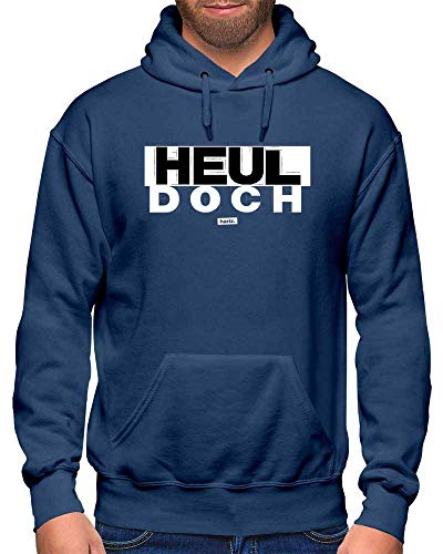 HARIZ Herren Hoodie Heul Doch Sprüche Schwarz Weiß Plus Geschenkkarte Navy Blau L von HARIZ