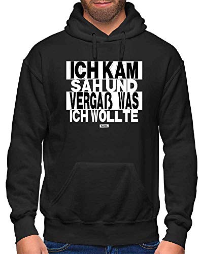 HARIZ Herren Hoodie Ich Kam SAH Und Vergaß was Ich Wollte Sprüche Schwarz Weiß Plus Geschenkkarten Schwarz 4XL von HARIZ