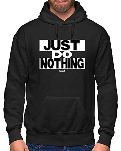 HARIZ Herren Hoodie Just Do Nothing Sprüche Schwarz Weiß Inkl. Geschenk Karte Schwarz L von HARIZ