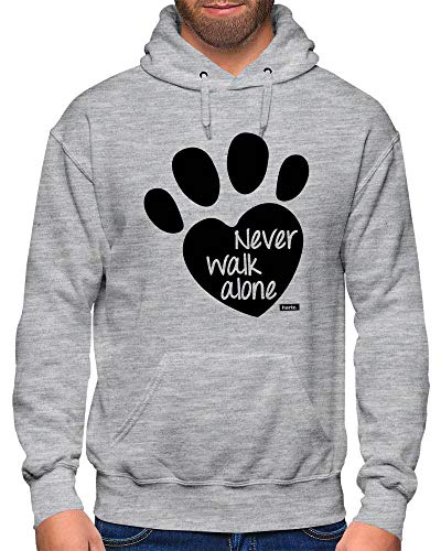 HARIZ Herren Hoodie Never Walk Alone Hund Herrchen Plus Geschenkkarten Hell Grau 5XL von HARIZ