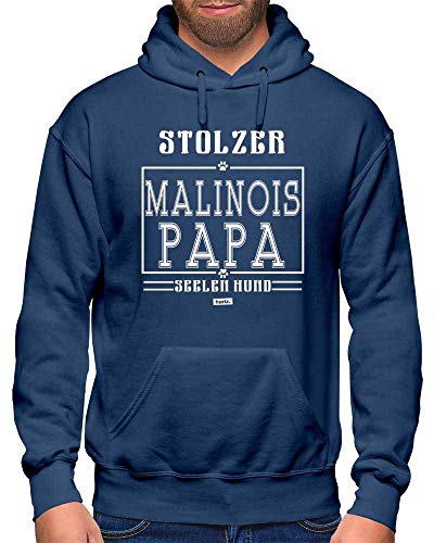 HARIZ Herren Hoodie Stolzer Malinois Papa Hund Frauchen Plus Geschenkkarten Navy Blau M von HARIZ