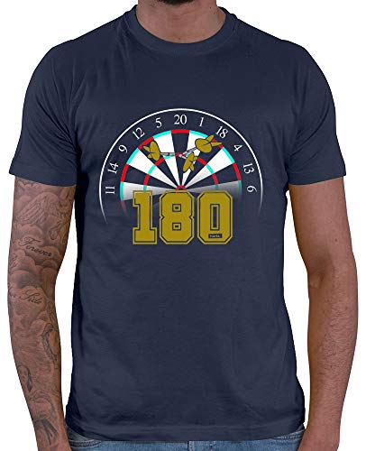 HARIZ Herren T-Shirt 180 Dart Dart Sprüche Männer Weltmeisterschaft Plus Geschenkkarte Navy Blau M von HARIZ