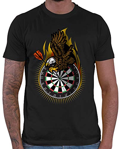 HARIZ Herren T-Shirt Adler Dartscheibe Dart Sprüche Dartscheibe Sport Fun Trikot Plus Geschenkkarte Schwarz XXL von HARIZ