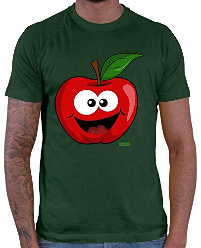 HARIZ Herren T-Shirt Apfel Lachend Früchte Bunt Plus Geschenkkarte Dunkel Grün XXL von HARIZ