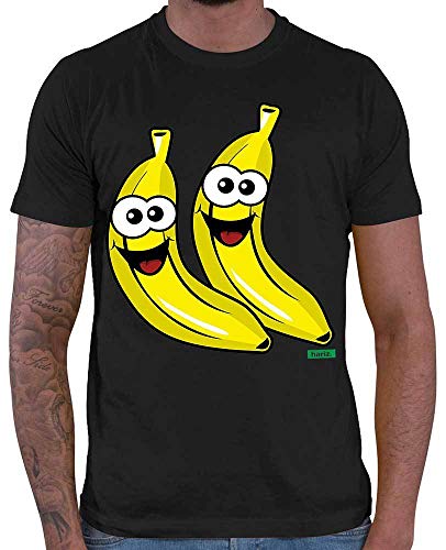 HARIZ Herren T-Shirt Bananen Lachend Früchte Sommer Plus Geschenkkarte Schwarz XL von HARIZ