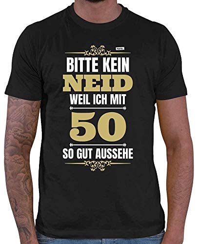 HARIZ Herren T-Shirt Bitte Kein Neid Weil Ich Mit 50 So Gut Aussehe 2 50 Geburtstag Fünfzig Plus Geschenkkarte Schwarz XL von HARIZ