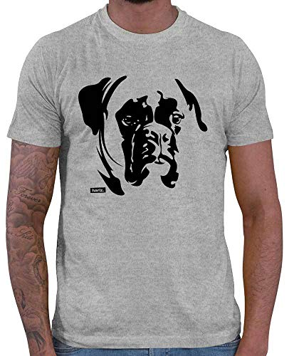 HARIZ Herren T-Shirt Boxer Hund Hund Haustier Inkl. Geschenk Karte Grau Meliert XL von HARIZ