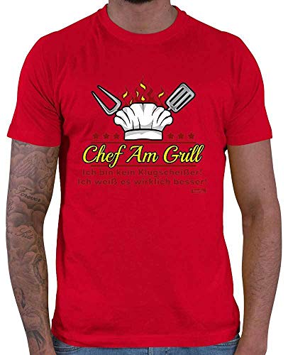 HARIZ Herren T-Shirt Chef Am Grill Klugscheisser Grill Geburtstag Plus Geschenkkarten Rot XL von HARIZ