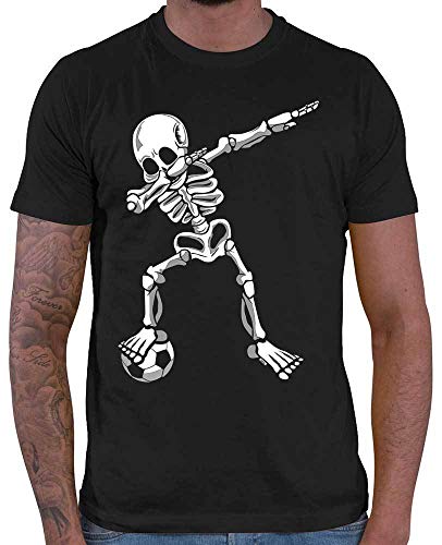 HARIZ Herren T-Shirt Dab Skelett mit Fussball Dab Dabbing Dance Weihnachten Inkl. Geschenk Karte Schwarz L von HARIZ