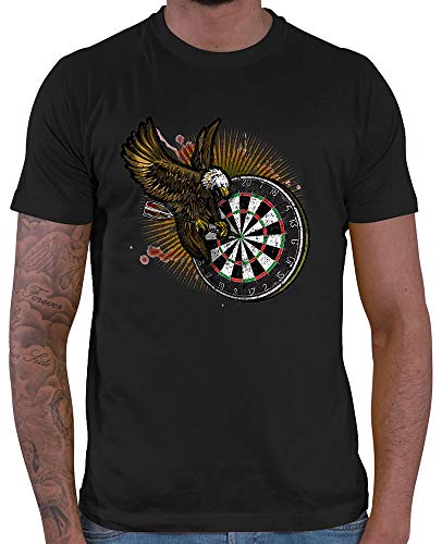 HARIZ Herren T-Shirt Dart Adler Bullseyes Dart Darten Dartscheibe WM Inkl. Geschenk Karte Schwarz 4XL von HARIZ