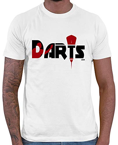 HARIZ Herren T-Shirt Darts Darter Silhouette Dart Sprüche Dartpfeile WM Plus Geschenkkarten Weiß L von HARIZ