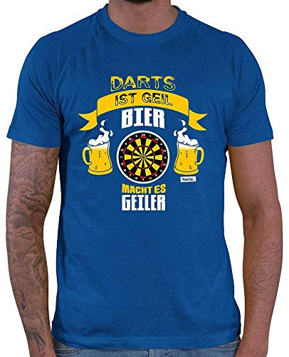 HARIZ Herren T-Shirt Darts Ist Geil Bier Macht Es Geiler Bier Lustig Plus Geschenkkarte Royal Blau XL von HARIZ