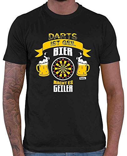 HARIZ Herren T-Shirt Darts Ist Geil Bier Macht Es Geiler Bier Lustig Plus Geschenkkarte Schwarz 4XL von HARIZ