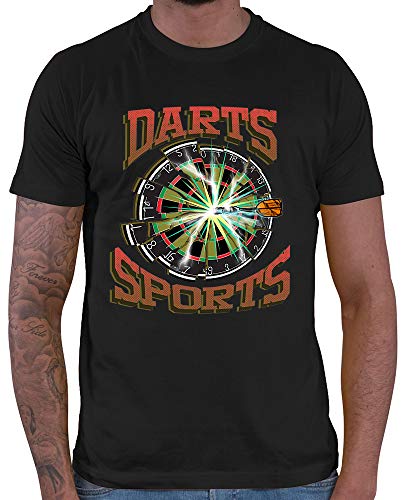HARIZ Herren T-Shirt Darts Sports Blitz Scheibe Dart Sprüche Männer Sport Fun Trikot Plus Geschenkkarten Schwarz M von HARIZ