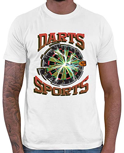 HARIZ Herren T-Shirt Darts Sports Blitz Scheibe Dart Sprüche Männer Sport Fun Trikot Plus Geschenkkarten Weiß S von HARIZ