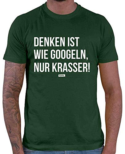 HARIZ Herren T-Shirt Denken Ist Wie Googeln Nur Krasser Lustiger Spruch Inkl. Geschenk Karte Dunkel Grün M von HARIZ