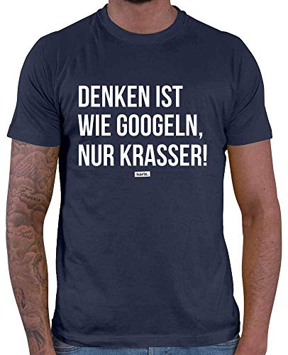 HARIZ Herren T-Shirt Denken Ist Wie Googeln Nur Krasser Lustiger Spruch Inkl. Geschenk Karte Navy Blau XL von HARIZ