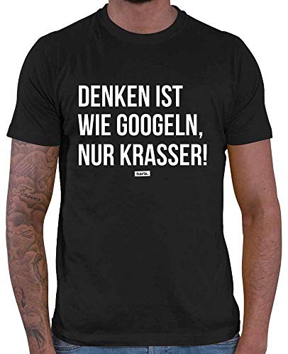 HARIZ Herren T-Shirt Denken Ist Wie Googeln Nur Krasser Lustiger Spruch Inkl. Geschenk Karte Schwarz S von HARIZ