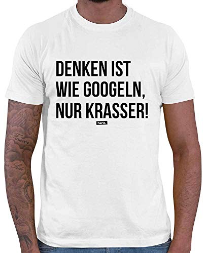 HARIZ Herren T-Shirt Denken Ist Wie Googeln Nur Krasser Lustiger Spruch Inkl. Geschenk Karte Weiß L von HARIZ