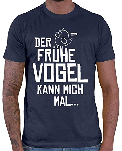 HARIZ Herren T-Shirt Der Frühe Vogel Kann Mich Mal Männer Sprüche Plus Geschenkkarten Navy Blau XXL von HARIZ