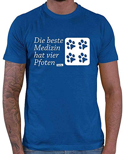 HARIZ Herren T-Shirt Die Beste Medizin Hat Vier Pfoten Hund Haustier Plus Geschenkkarten Royal Blau L von HARIZ