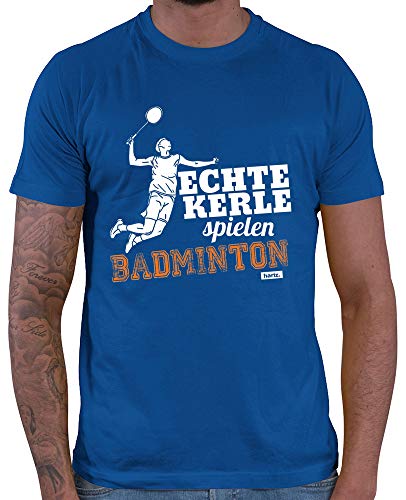 HARIZ Herren T-Shirt Echte Kerle Badminton Sportlich Plus Geschenkkarten Royal Blau L von HARIZ