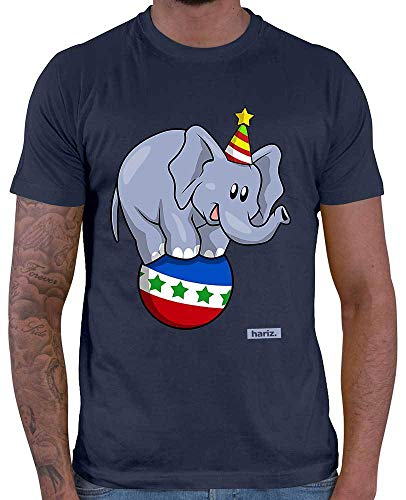 HARIZ Herren T-Shirt Elefant Zirkus Süß Tiere Dschungel Plus Geschenkkarten Navy Blau 5XL von HARIZ