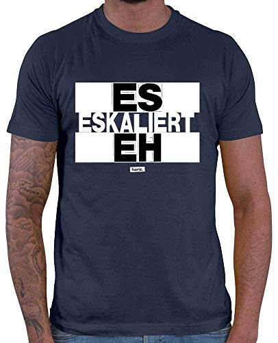 HARIZ Herren T-Shirt Es Eskaliert Eh Sprüche Schwarz Weiß Plus Geschenkkarten Navy Blau XL von HARIZ