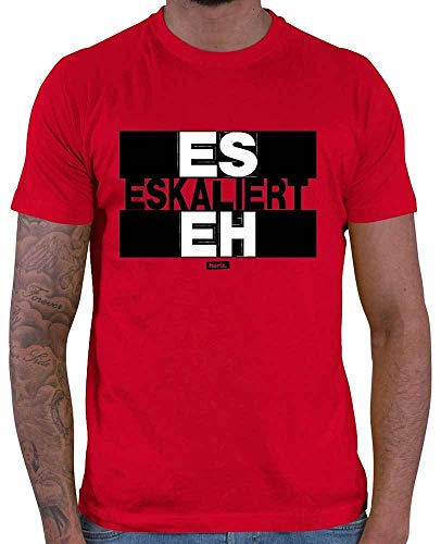 HARIZ Herren T-Shirt Es Eskaliert Eh Sprüche Schwarz Weiß Plus Geschenkkarten Rot L von HARIZ