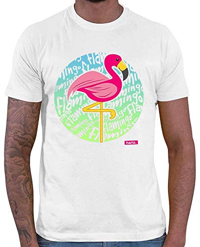 HARIZ Herren T-Shirt Flamingo Schrift Süß Tiere Dschungel Plus Geschenkkarten Weiß L von HARIZ