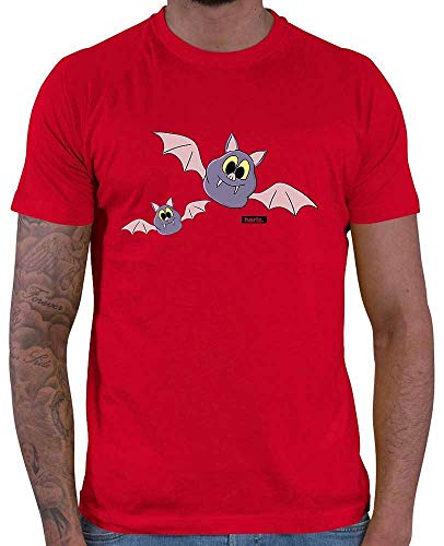 HARIZ Herren T-Shirt Fledermäuse Süß Tiere Dschungel Inkl. Geschenk Karte Rot 4XL von HARIZ