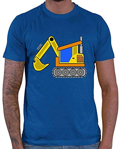 HARIZ Herren T-Shirt Gelber Bagger Bagger Eisenbahn Plus Geschenkkarte Royal Blau L von HARIZ
