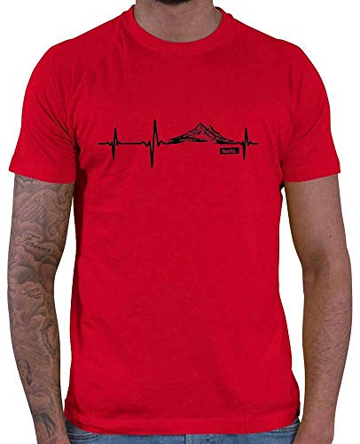 HARIZ - Berge Shirt - Herzschlag Berge - Geschenke zum wandern - Herren T-Shirt und Männer Tshirt Rot M von HARIZ