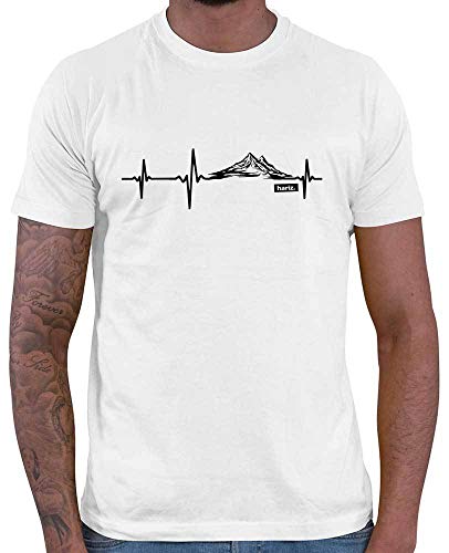 HARIZ - Shirt Wandern - Herzschlag Berge - Berge Geschenkidee - Herren T-Shirt und Männer Tshirt Weiß L von HARIZ