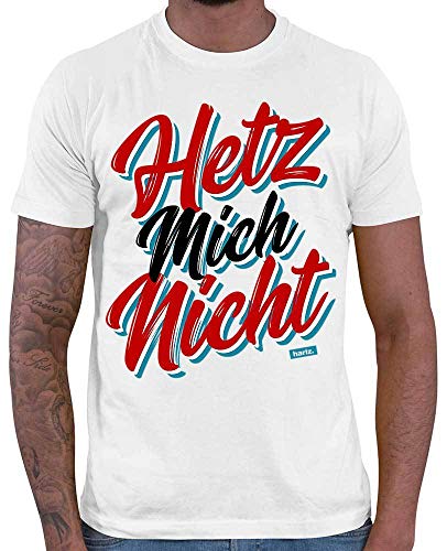 HARIZ Herren T-Shirt Hetz Mich Nicht Sprüche Rot Schwarz Weiß Plus Geschenkkarte Weiß XL von HARIZ