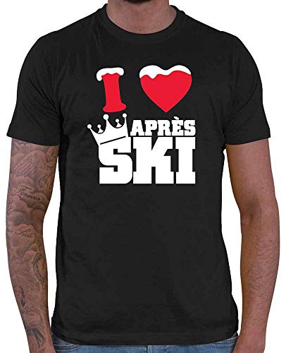 HARIZ Herren T-Shirt I Love Après Ski Apres Ski Sprüche Inkl. Geschenk Karte Schwarz 4XL von HARIZ