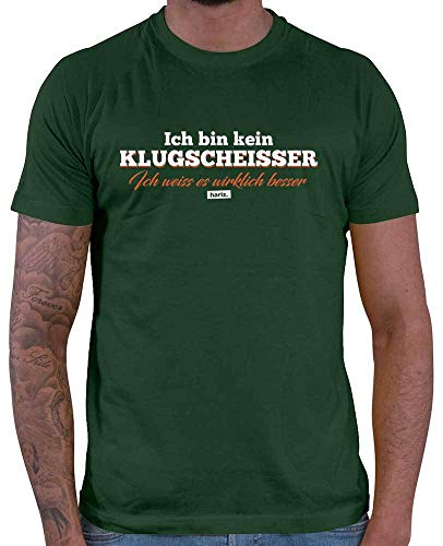 HARIZ Herren T-Shirt Ich Bin Kein Klugscheisser Ich Weiss Es Wirklich Besser Männer Sprüche Inkl. Geschenk Karte Dunkel Grün XL von HARIZ