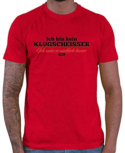 HARIZ Herren T-Shirt Ich Bin Kein Klugscheisser Ich Weiss Es Wirklich Besser Männer Sprüche Inkl. Geschenk Karte Rot M von HARIZ