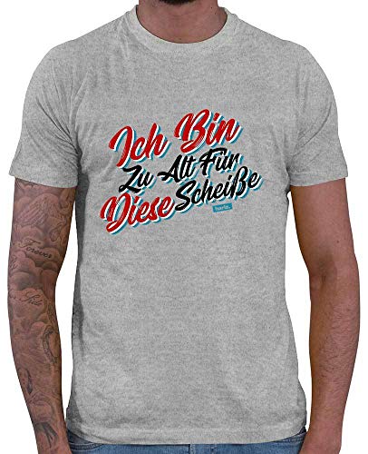 HARIZ Herren T-Shirt Ich Bin Zu Alt Für Diese Scheiße Sprüche Rot Schwarz Weiß Plus Geschenkkarte Grau Meliert L von HARIZ