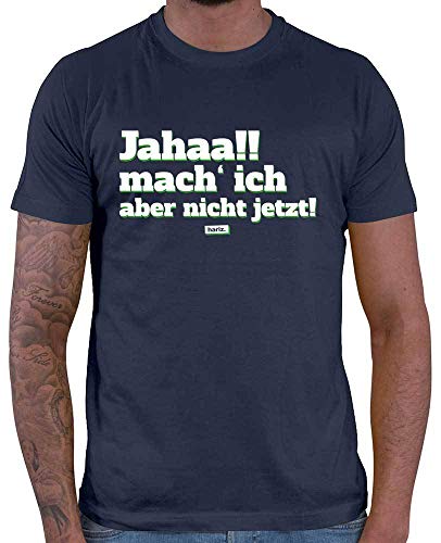 HARIZ Herren T-Shirt Jahaa Mach Ich Aber Nicht Jetzt Männer Sprüche Inkl. Geschenk Karte Navy Blau XXL von HARIZ