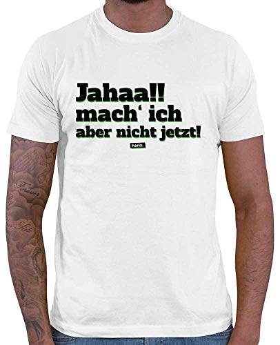 HARIZ Herren T-Shirt Jahaa Mach Ich Aber Nicht Jetzt Männer Sprüche Inkl. Geschenk Karte Weiß S von HARIZ