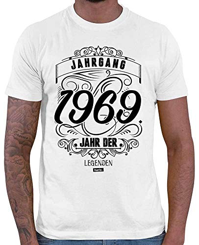 HARIZ Herren T-Shirt Jahrgang 1969 Jahr Der Legenden 50 Geburtstag 1969 Inkl. Geschenk Karte Weiß L von HARIZ