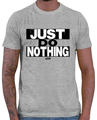 HARIZ Herren T-Shirt Just Do Nothing Sprüche Schwarz Weiß Inkl. Geschenk Karte Grau Meliert S von HARIZ