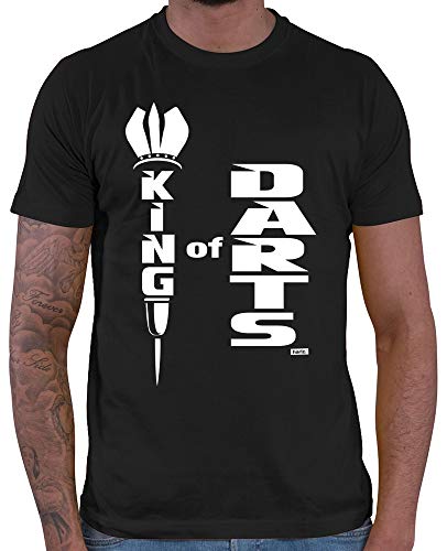 HARIZ Herren T-Shirt King of Darts Dart Sprüche Dartscheibe Sport Fun Trikot Plus Geschenkkarte Schwarz L von HARIZ