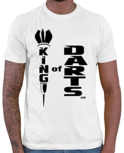 HARIZ Herren T-Shirt King of Darts Dart Sprüche Dartscheibe Sport Fun Trikot Plus Geschenkkarte Weiß M von HARIZ