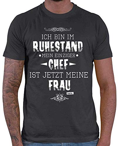 HARIZ Herren T-Shirt Mein Einziger Chef Ist Meine Frau Ruhestand Rentner Plus Geschenkkarten Dunkel Grau L von HARIZ