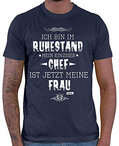 HARIZ Herren T-Shirt Mein Einziger Chef Ist Meine Frau Ruhestand Rentner Plus Geschenkkarten Navy Blau XL von HARIZ